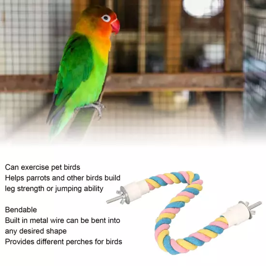 Bird Cotton Rope Perch Colorful Bendable Safe Climbing Parrot Rope Toy