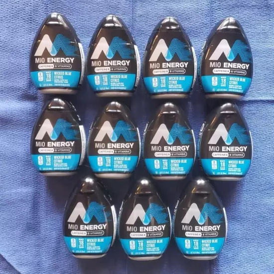 11 Count, MiO Energy Wicked Blue Citrus Liquid w/Caffeine and Vitamins - 1.62oz 