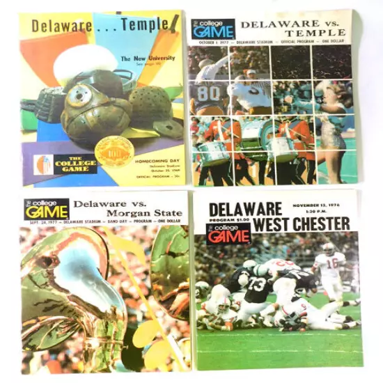 Lot of (23) Different 1968 to 1977 Delaware College Football Programs