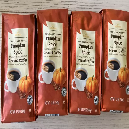 4 pack Pumpkin Spice Light Roast Ground Coffee by Barissimo Expires 8/2025