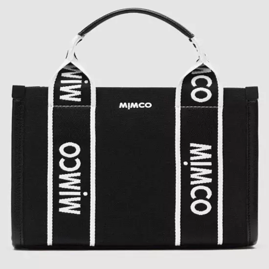 Mimco Stevie Micro Tote Cross Body Bag Black White Rose Gold BNWT RRP $199 18cm