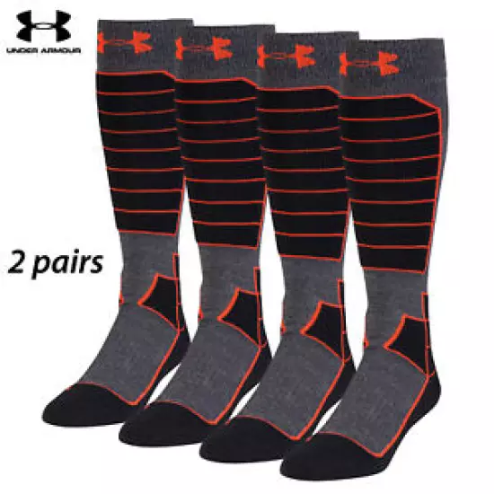 UA Socks: 2-PAIR Mtn Perf. OTC (L) BLK/ORG