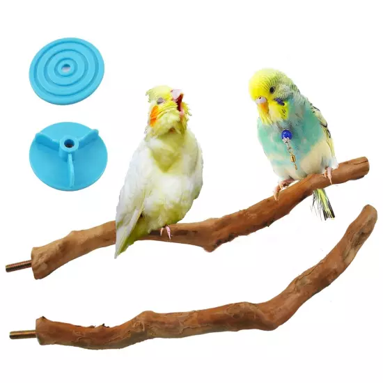 Parrot Perch for Cage Natural Wooden Bird Perch Stand Branch 2PCS Wood Parrot...