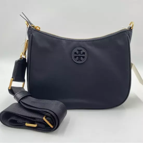 New Tory Burch Black Nylon Convertible Small Hobo Crossbody Bag 88370