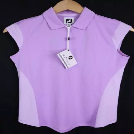 NWT FootJoy Womens Sz XS Purple Interlock Microstripe Panel Shirt