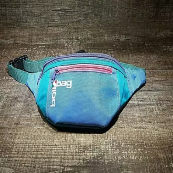 Vintage BOLI BAG Fanny Pack Aqua Teal Pink Travel Hiking Walking Carry On Waist