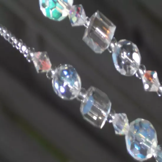 Eyeglass Chain Clear Crystal Faceted Glass Delicate Handmade 28 inches