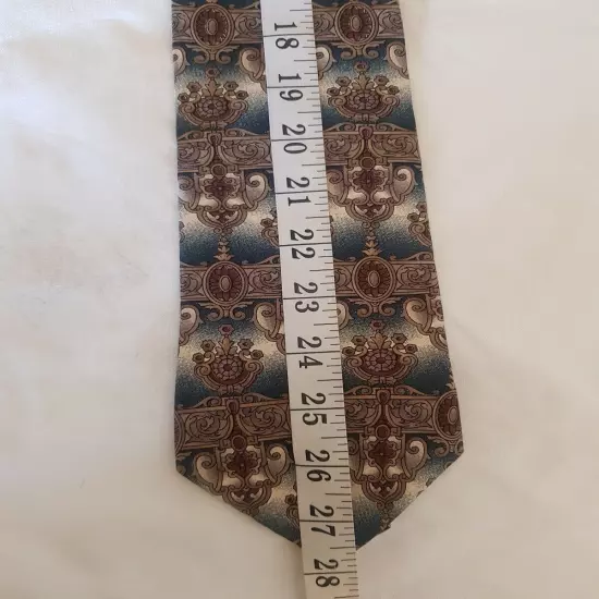 Spencer Lowe Neck Tie Mens Classic 56" 100% Silk Abstract Green Dark academia