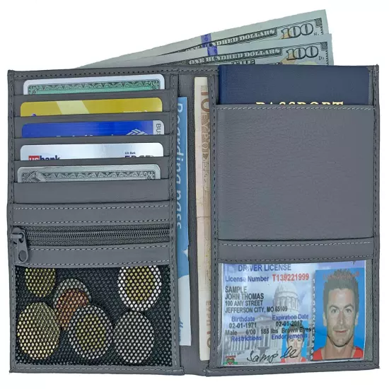 RFID Blocking Genuine Leather Travel Passport Wallet Holder