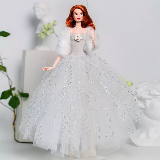 1/6 Doll Clothes Elegant Bride Dress 11.5" Doll Outfit Princess Wedding Gown lot