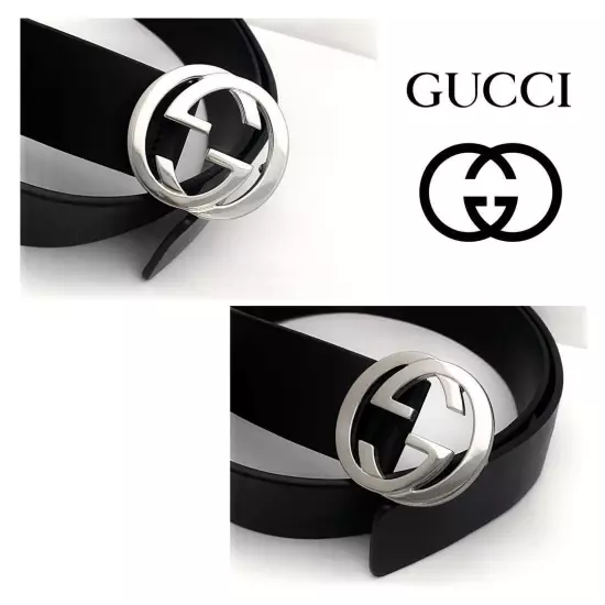 Very popular GUCCI Belt Logo Silver Black not