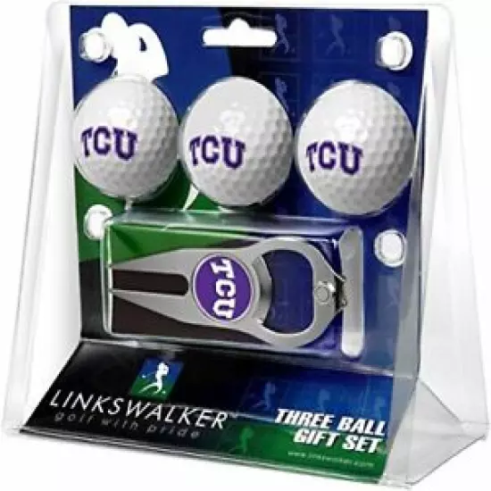 Texas Christian University Hat Trick Divot Tool & TCU Logo Golf Balls Gift Set