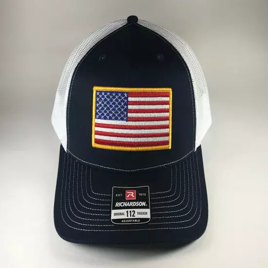 Richardson 112 American Flag 6 Panel Adjustable Snapback Trucker Mesh Hat