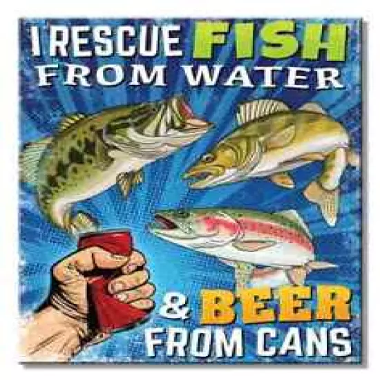 Beer Freshwater Lures Fishing Bass Trout Walleye Outdoors Metal Sign 13" x 16"