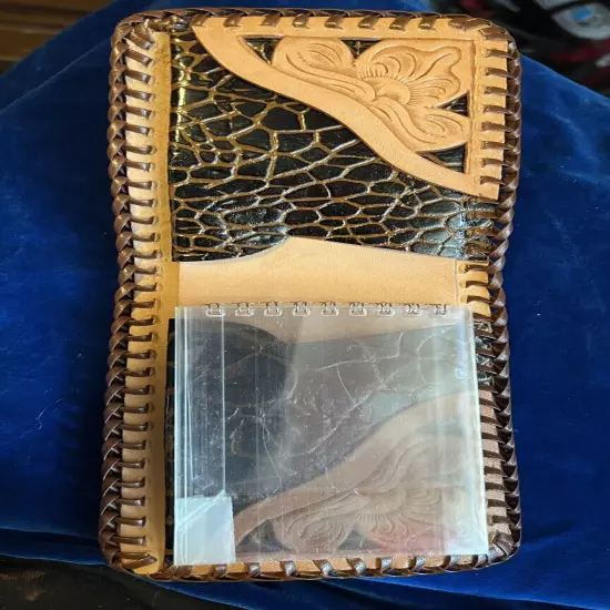 Handcrafted Tooled Western Leather Wallet bifold Cowboy Floral