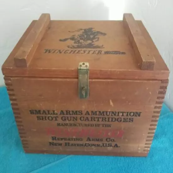 Winchester Repeating Small Arms Ammunition Wooden Box Crate Display Made In USA