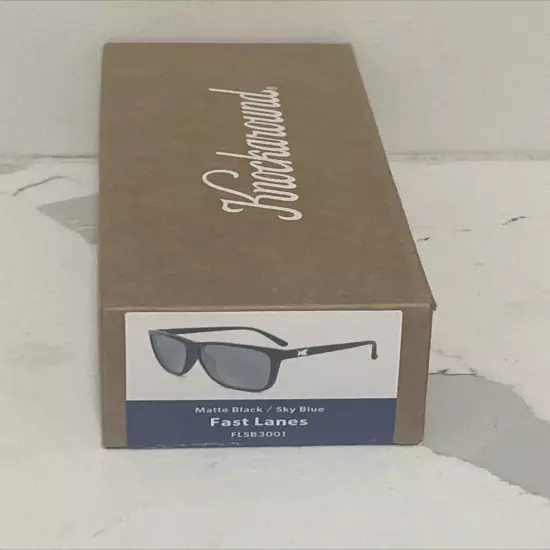 Knockaround Sunglasses Fast Lanes Matte Black / Sky Blue Polarized 400 UV NIB FS