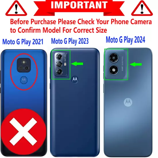 For Motorola Moto G Play 2023 2024 Case Phone Cover Shockproof + Tempered Glass