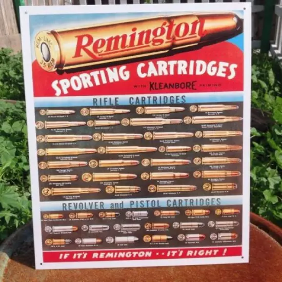 Remington Sporting Cartridges Gun Rifle Shells Classic Tin Metal Sign Garage 