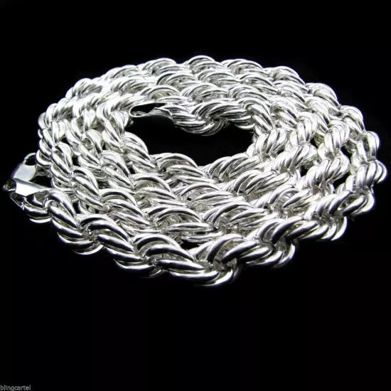 Rope Chain 10mm Thick 30" Inch Long Silver Platinum Tone Twisted Heavy Dookie