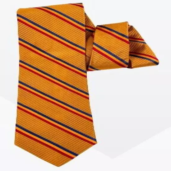 Hickey Freeman Copper Bronze Striped Regiment UK Woven Repp Silk Tie 3.8" x 58"