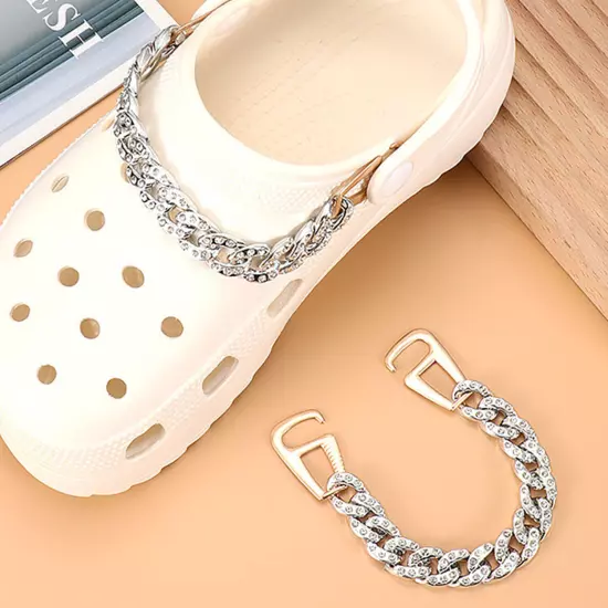 1Pc Punk Metal Chain Shoe Charms Pack for Crocs with Chain for Women Girls Party