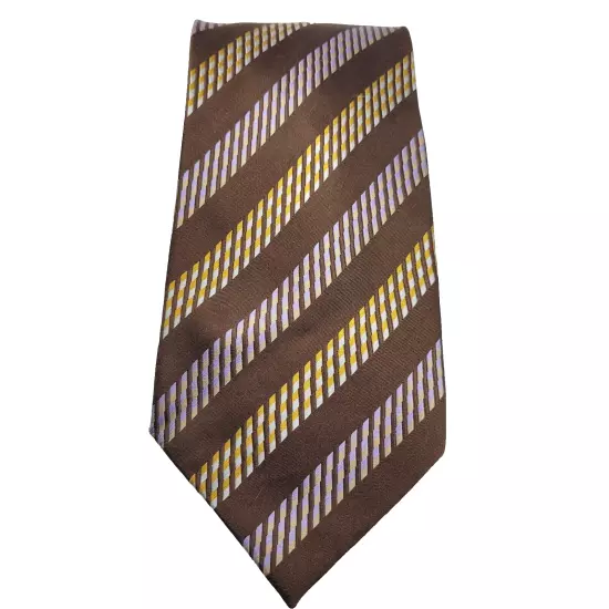 Brown Diagonal Stripe Silk MATTARAZI uomo Handmade Classic Necktie with Tags