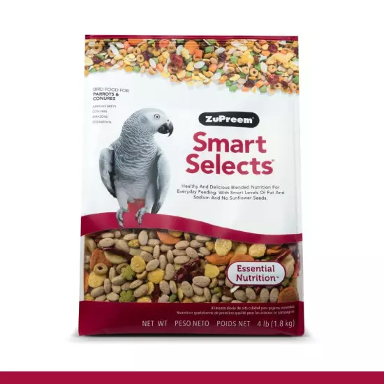 Smart Selects Bird Food for Parrots & Conures, 4 lb - Everyday Feeding for Caiq