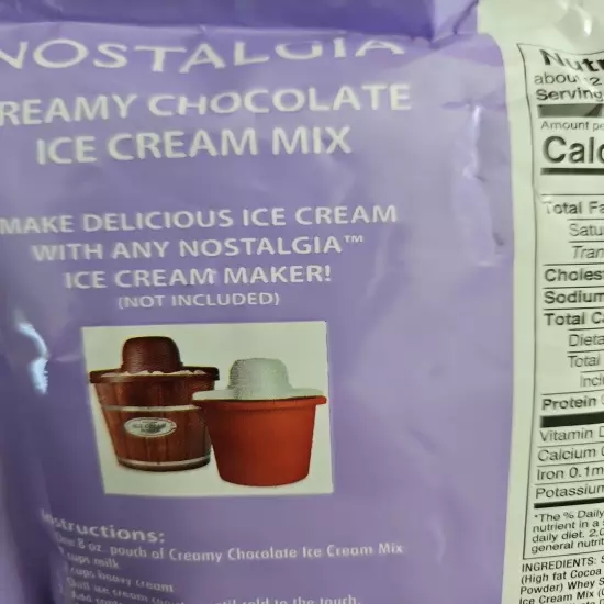 Nostalgia Chocolate Ice Cream Mix Creamy 8 oz Makes 2 Quarts 02/09/2026 SEALED