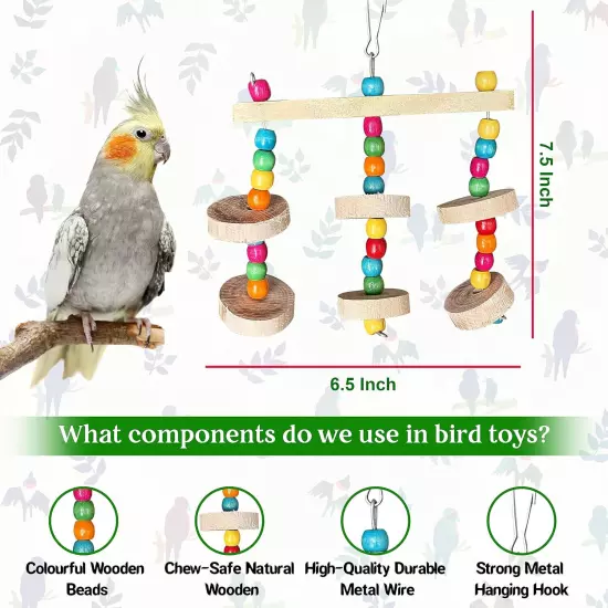 Set of 3 Colored Ladder Hanging Spiral & Chew Toy Budgies Lovebirds, Finches