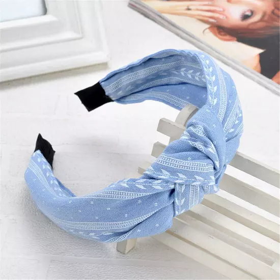 Ladies Print Head Hoop Headband Middle Cross Knotted Hairband Hair Accessories ღ