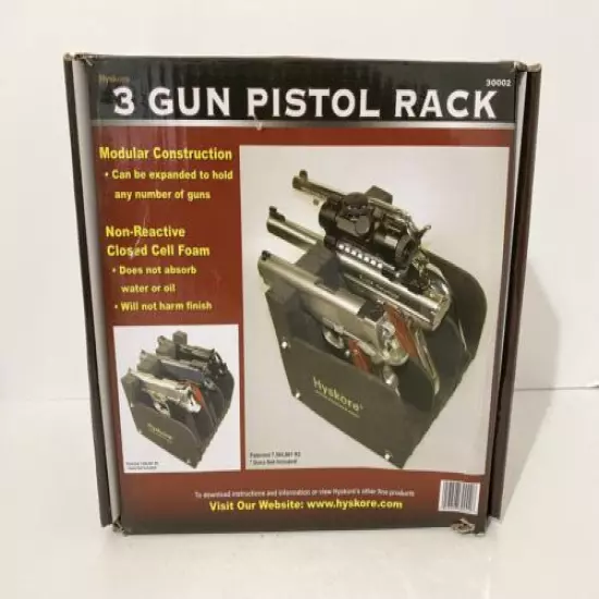  3-Gun Pistol Rack High Density Foam Handgun Hold Secure Storage Stand Easy Grab