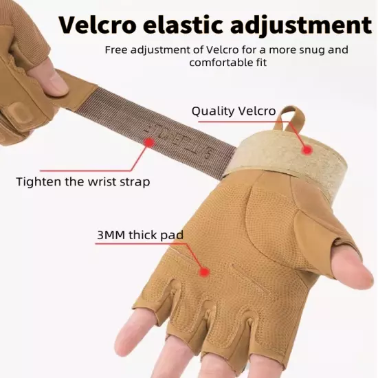 Tactical Fingerless Gloves Military Combat Shooting Half Finger Gloves for Mens