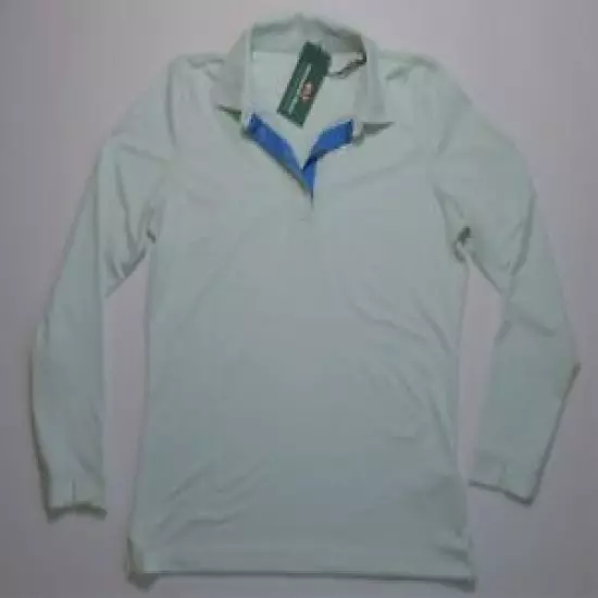 Vineyard Vines Golf Performance Aqua Glass Womens Polo Long Sleeve Sz Medium NEW