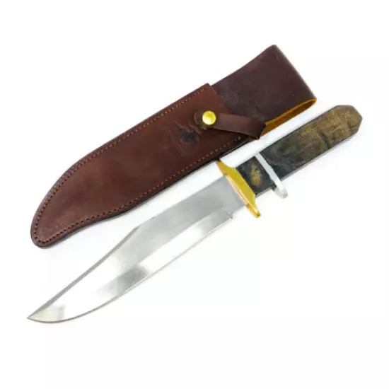 Elegant Pakistan Fixed Blade Survival Knife, 9 in Plain Blade, w/ Leather Sheath