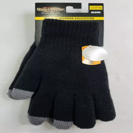 Quiet Wear Black & Gray OSFM Work & Outdoor Gloves Touch Screen Compatible