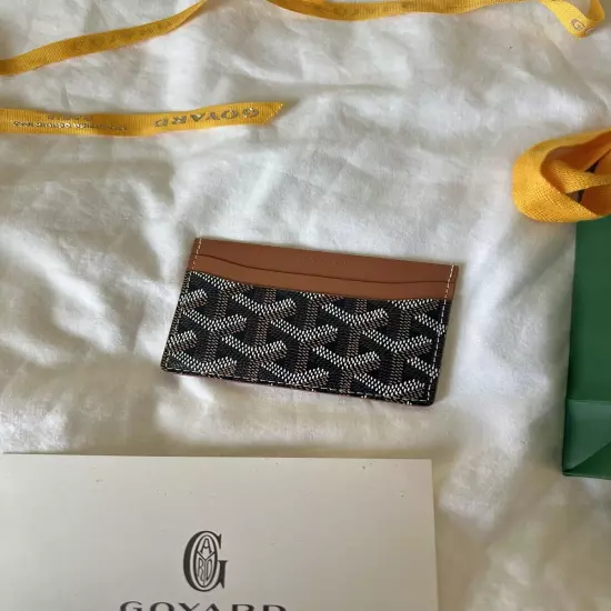 Authentic Goyard Saint-Sulpice Card Holder Black & Tan