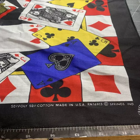 Vintage Springs House of Cards Poker Bandana Made in USA RN #14913 22"×22"