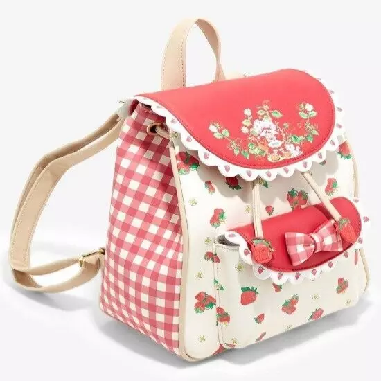 Strawberry Shortcake Gingham Mini Backpack Bag & Wallet Cardholder Set New