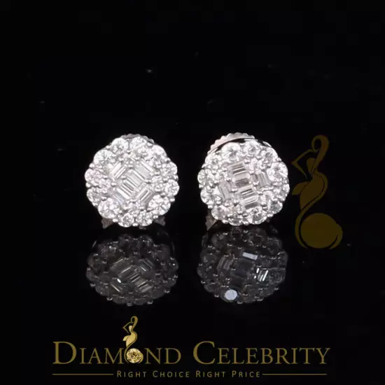 White 0.74ct Sterling Silver 925 Cubic Zirconia Women's Hip Hop Flower Earrings