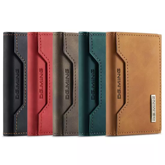 DG.MING Cowhide Leather Cash Money Card Holder Trifold Wallet