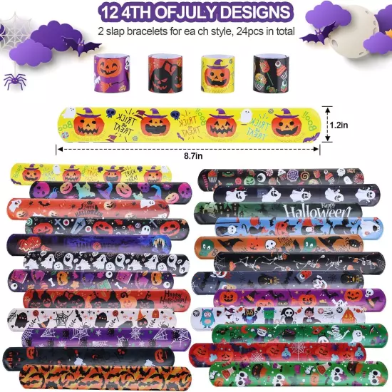 xutengy 48Pcs Halloween Party Favors Decorations Slap Bracelets 