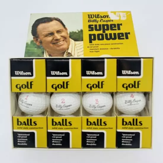 Vintage 12 Pack Billy Casper Signature￼ Wilson super power golf balls NIB!