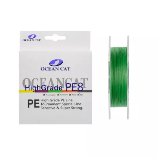 OCEAN CAT 8 Strands Braided Fishing Line Zero Stretch Super Power PE Leader Line