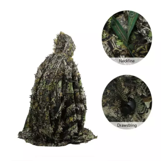 Tactical Leaf Poncho Camouflage Military Hunting Ghillie Suit 3DMaple Leaf Cape