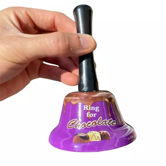 RING FOR CHOCOLATE Metal Hand Bell - Fancy Kitchen Bar Office Desk Decor