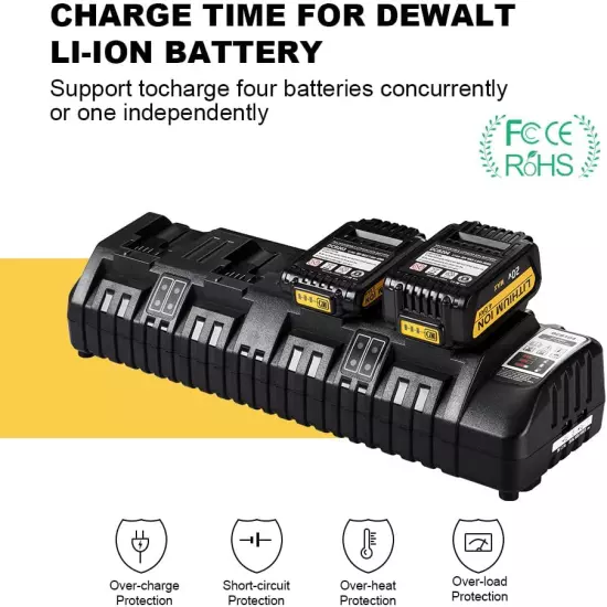 Compatible with Dwlt Charger DCB104, 12A 4-Ports Fast Charger Compatible with D