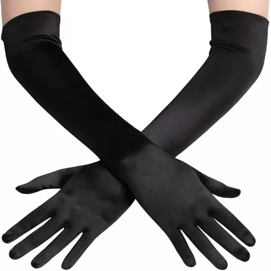 Womens Satin Evening Gloves 21'' Long Party Dance Elbow Length Opera Gloves US