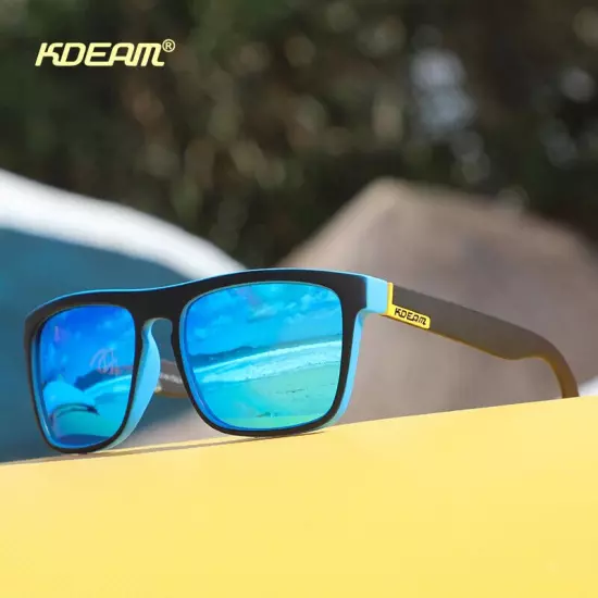 KDEAM Mens Square Polarized Sunglasses UV400 Sports Driving Sun Glasses Eyewear