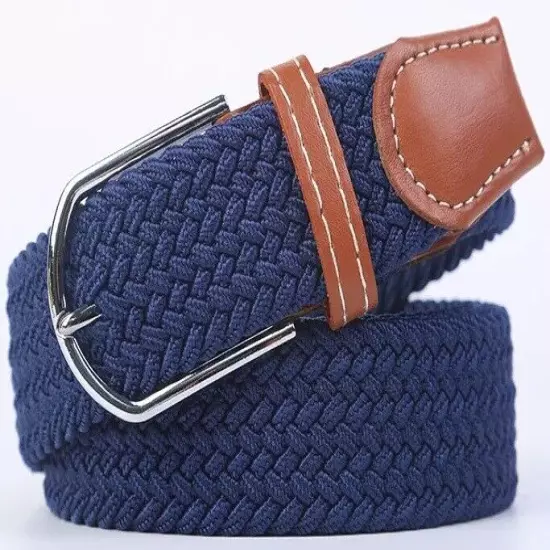 Mens Womens Belt Unisex Braided Elastic Stretch Fabric Enduring Woven Many Sizes